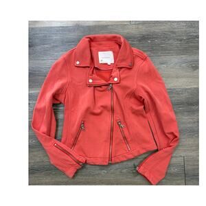 Anthropologie Coral Moto Jacket Knit Zip Up Asymmetrical Womens XS